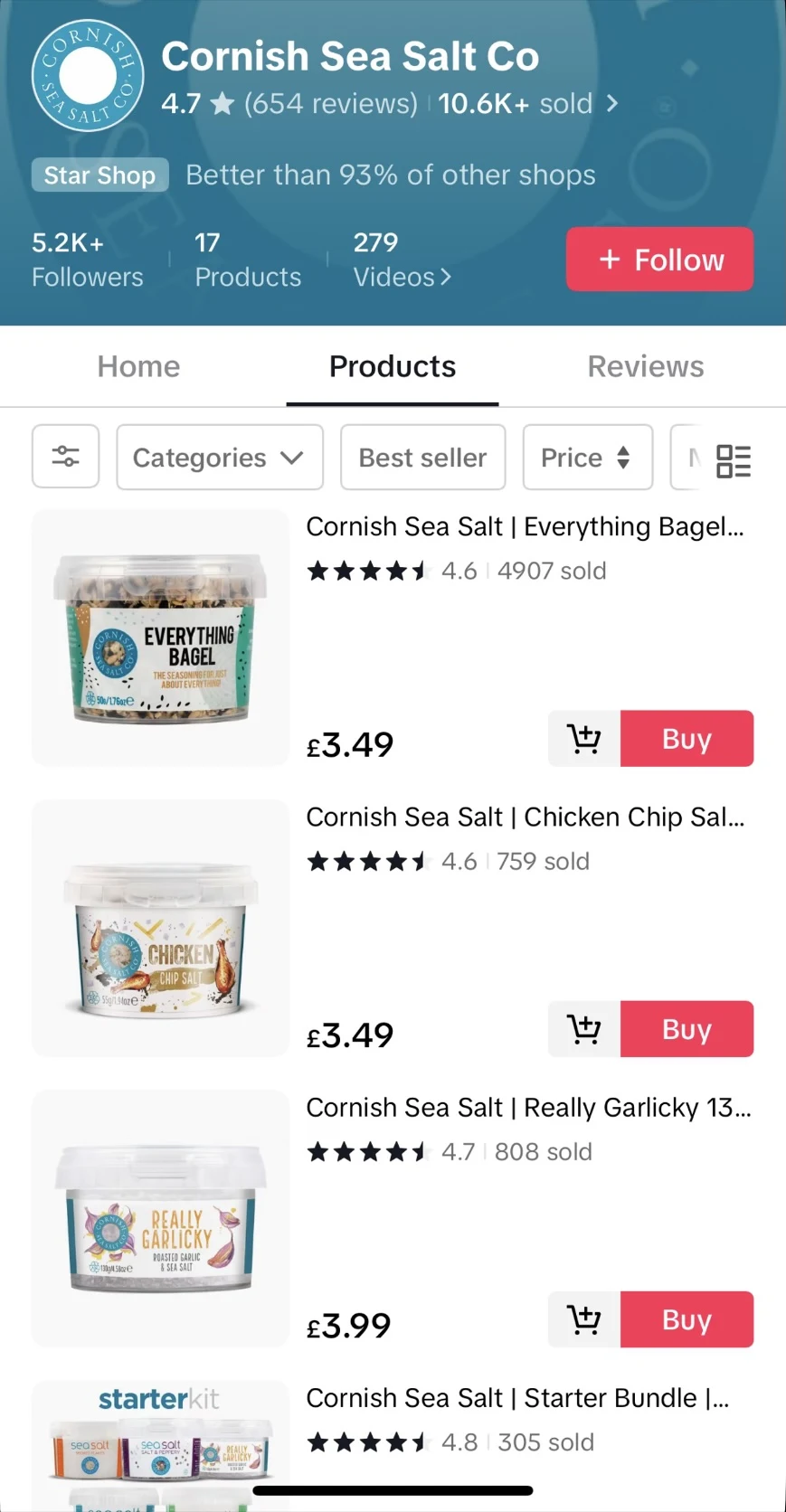 Cornish Sea Salt en TikTok Shop