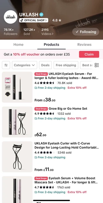 TikTok Shop의 UKLASH